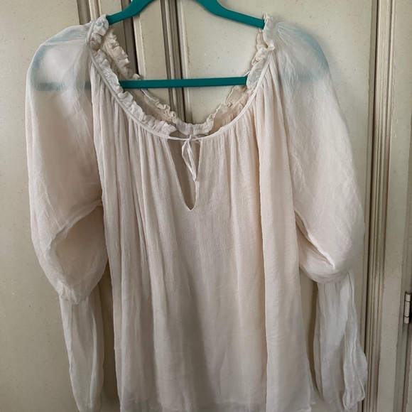 Gorgeous Mais Demoiselles ivory semi-sheer top sz. 42 - Picture 1 of 6